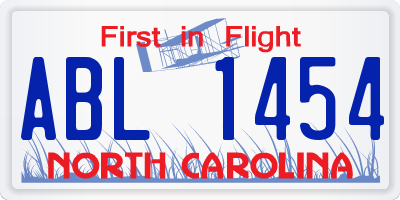 NC license plate ABL1454