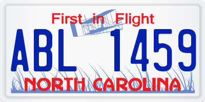 NC license plate ABL1459