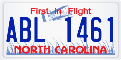 NC license plate ABL1461
