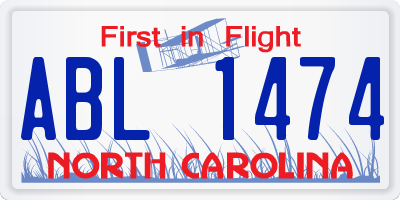 NC license plate ABL1474