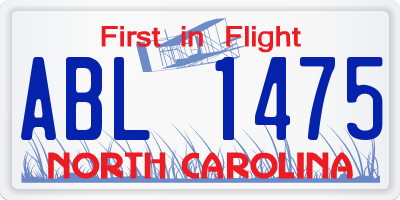 NC license plate ABL1475