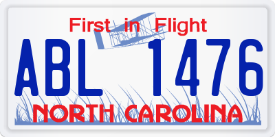 NC license plate ABL1476