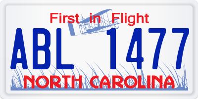 NC license plate ABL1477