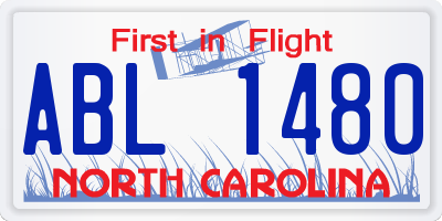 NC license plate ABL1480