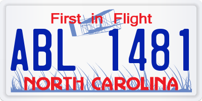 NC license plate ABL1481