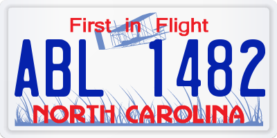 NC license plate ABL1482