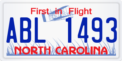 NC license plate ABL1493