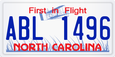 NC license plate ABL1496