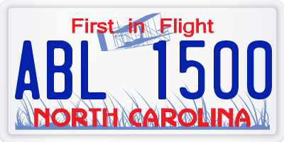 NC license plate ABL1500