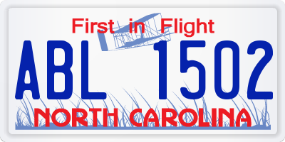 NC license plate ABL1502