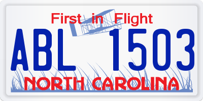 NC license plate ABL1503