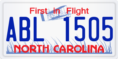 NC license plate ABL1505
