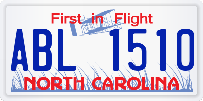 NC license plate ABL1510