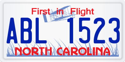 NC license plate ABL1523