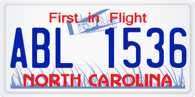 NC license plate ABL1536