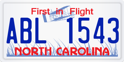 NC license plate ABL1543