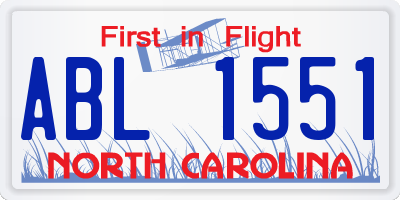 NC license plate ABL1551