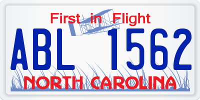 NC license plate ABL1562