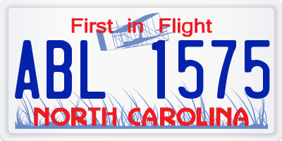 NC license plate ABL1575