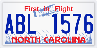 NC license plate ABL1576