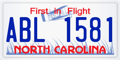 NC license plate ABL1581