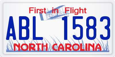 NC license plate ABL1583