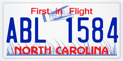 NC license plate ABL1584