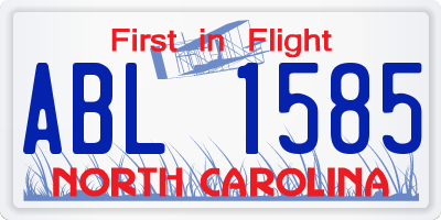 NC license plate ABL1585