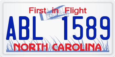 NC license plate ABL1589