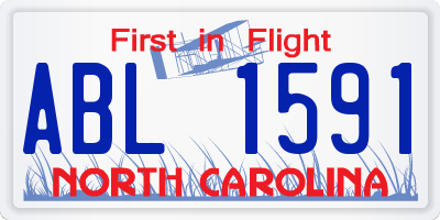 NC license plate ABL1591