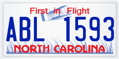 NC license plate ABL1593