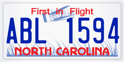 NC license plate ABL1594