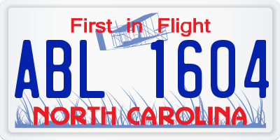 NC license plate ABL1604