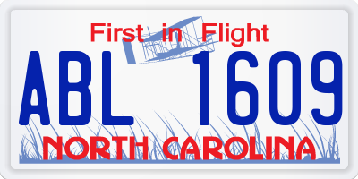 NC license plate ABL1609