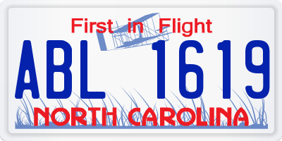 NC license plate ABL1619