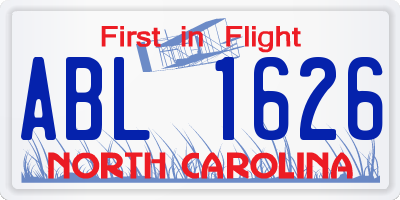 NC license plate ABL1626