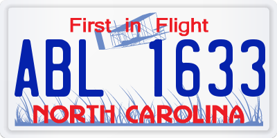 NC license plate ABL1633