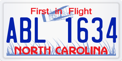 NC license plate ABL1634