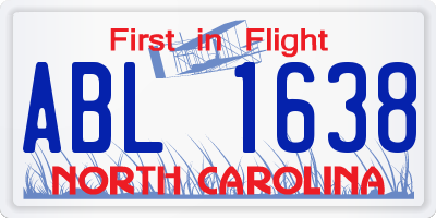 NC license plate ABL1638