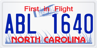 NC license plate ABL1640