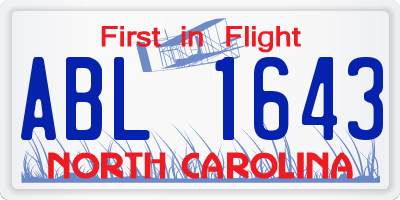 NC license plate ABL1643