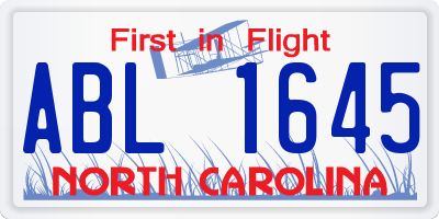 NC license plate ABL1645