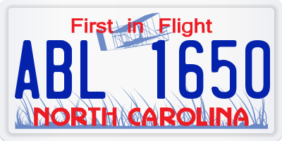 NC license plate ABL1650