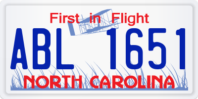 NC license plate ABL1651