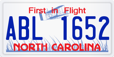 NC license plate ABL1652