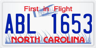 NC license plate ABL1653