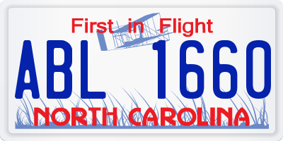 NC license plate ABL1660