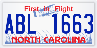 NC license plate ABL1663