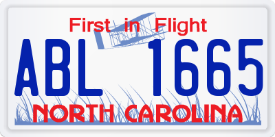 NC license plate ABL1665