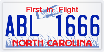 NC license plate ABL1666